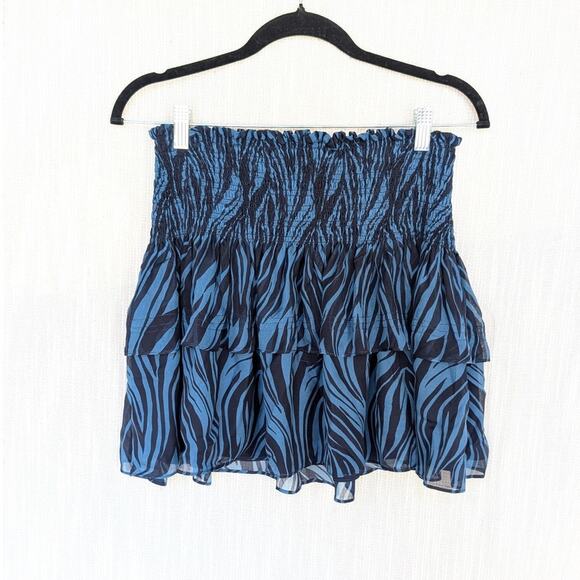 Ramy Brook Black Animal Print Silk Tiered A-line Mini Skirt, size M - Picture 1 of 7